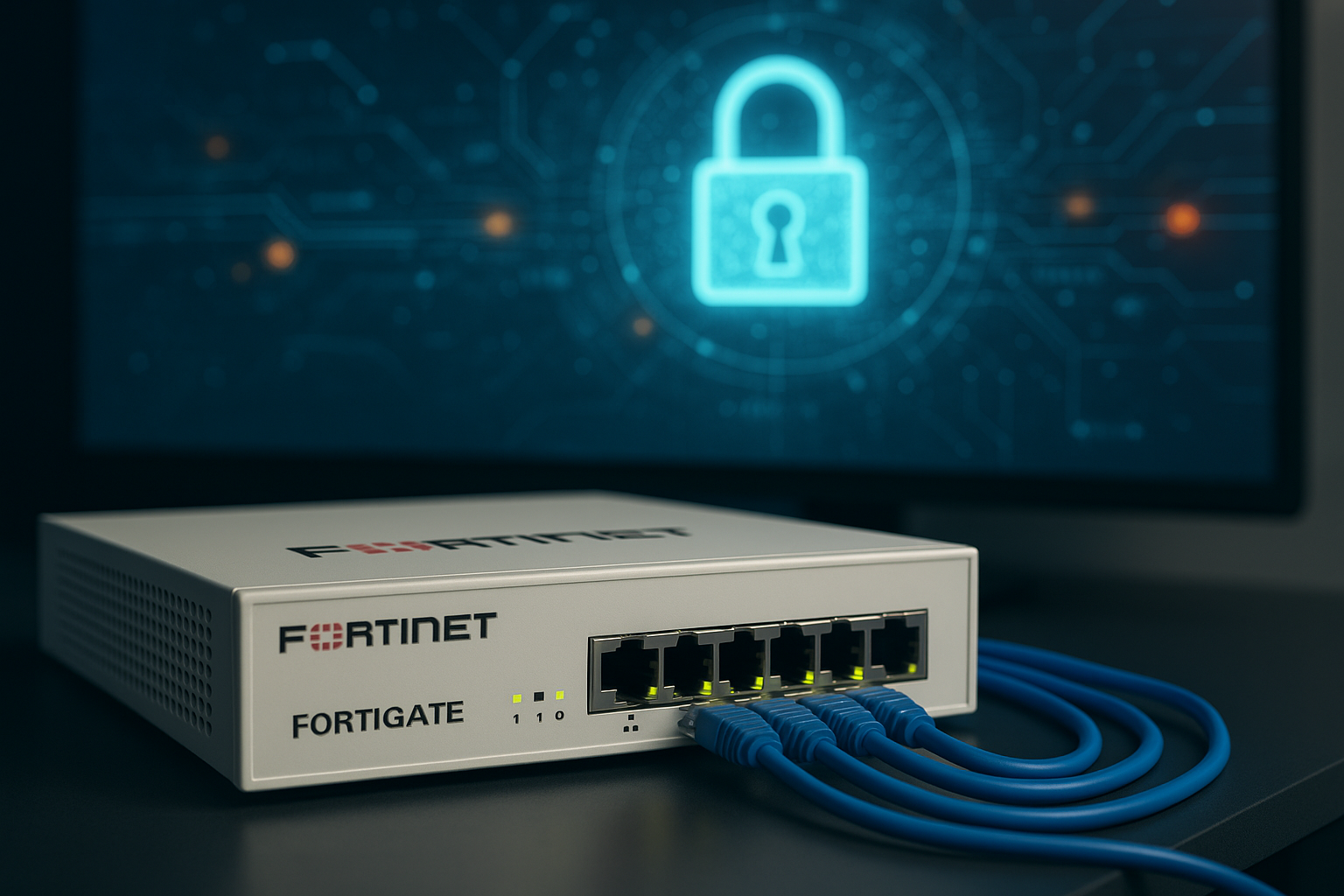 FortiGate firewall device and network security concept – FortiGuru.net